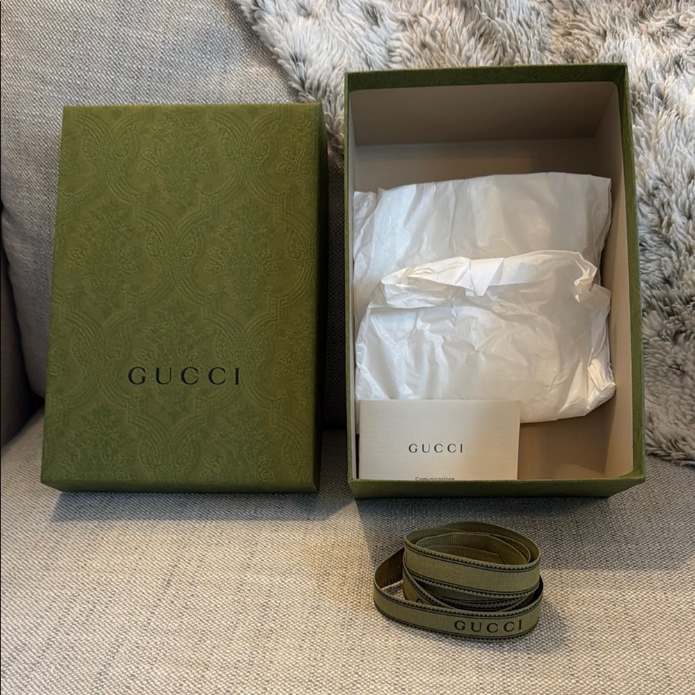 Gucci Olive Green Gift Box with Ribbon